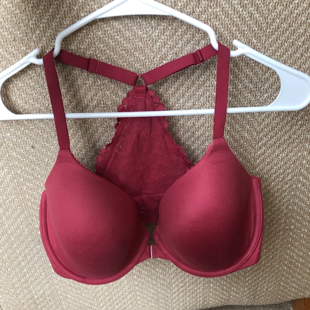 Maroon Lace Racerback Bra